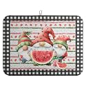 Summer Gnomes Dish Drying Mat Watermelon Buffalo Plaid Large Kitchen Dish Drying Pad Absorbent Drying Mat for Countertops Dish Dryer Mat Microfiber Dishes Drainer Pad Dish Drying Rack Mat 18x24 in
