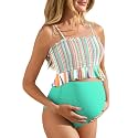 Summer Mae Maternity Swimsuit Ruffled Two Piece High Waist Bikini Swimwear