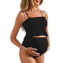 Summer Mae Maternity Swimsuit Ruffled Two Piece High Waist Bikini Swimwear