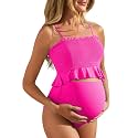 Summer Mae Maternity Swimsuit Ruffled Two Piece High Waist Bikini Swimwear