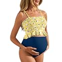 Summer Mae Maternity Swimsuit Ruffled Two Piece High Waist Bikini Swimwear