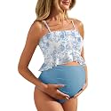 Summer Mae Maternity Swimsuit Ruffled Two Piece High Waist Bikini Swimwear