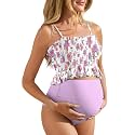 Summer Mae Maternity Swimsuit Ruffled Two Piece High Waist Bikini Swimwear