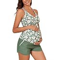 Summer Mae Maternity Two Piece Cross Back Tankini Swimsuit with Pockets