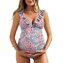 Summer Mae Ruffle Maternity Swimsuit One Piece V-Neck Lace Up Bathing Suit