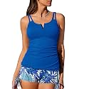 Summer Mae Tankini Swimsuits for Women 2026 Bathing Suits Top Ruched Two Piece Tummy Control V-Wire Modest Swim Suits