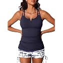 Summer Mae Tankini Swimsuits for Women 2026 Bathing Suits Top Ruched Two Piece Tummy Control V-Wire Modest Swim Suits