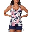 Summer Mae Tankini Swimsuits for Women 2026 Bathing Suits Top Ruched Two Piece Tummy Control V-Wire Modest Swim Suits