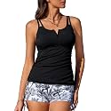 Summer Mae Tankini Swimsuits for Women 2026 Bathing Suits Top Ruched Two Piece Tummy Control V-Wire Modest Swim Suits