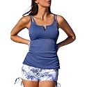 Summer Mae Tankini Swimsuits for Women 2026 Bathing Suits Top Ruched Two Piece Tummy Control V-Wire Modest Swim Suits