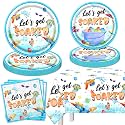 Summer Party Decorations,Pool Party Supplies Tableware Set,Let's Get Soaked Water Gun Pool Party Include Dinner Plates,Napkins,Tablecloth,for Summer Beach Kids' Birthday Hawaiian Decorations