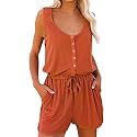 Summer Rompers for Women 2026 Spring Flowy Dressy Casual Jumpsuits Beach Comfy Linen Athletic Flowy Overalls