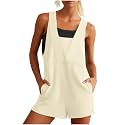 Summer Rompers for Women 2026 Spring Flowy Dressy Casual Boho Jumpsuits Beach Comfy Linen Athletic Overalls