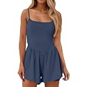 Summer Rompers for Women 2026 Spring Flowy Dressy Casual Date Night Jumpsuits Beach Comfy Linen Athletic Overalls