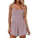 Summer Rompers for Women 2026 Spring Flowy Dressy Casual Date Night Jumpsuits Beach Comfy Linen Athletic Overalls