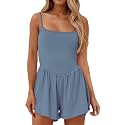 Summer Rompers for Women 2026 Spring Flowy Dressy Casual Date Night Jumpsuits Beach Comfy Linen Athletic Overalls