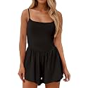 Summer Rompers for Women 2026 Spring Flowy Dressy Casual Date Night Jumpsuits Beach Comfy Linen Athletic Overalls