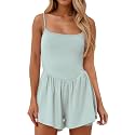 Summer Rompers for Women 2026 Spring Flowy Dressy Casual Date Night Jumpsuits Beach Comfy Linen Athletic Overalls
