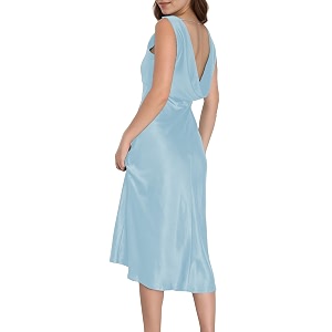 Summer Satin V Neck Backless Midi Dresses
