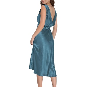 Summer Satin V Neck Backless Midi Dresses