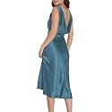 Summer Satin V Neck Backless Midi Dresses
