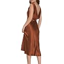 Summer Satin V Neck Backless Midi Dresses