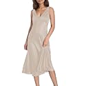 Summer Satin V Neck Backless Midi Dresses