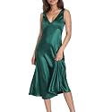 Summer Satin V Neck Backless Midi Dresses