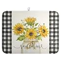 Summer Sunflower Dish Drying Mats for Kitchen Counter Spring Sunshine Kitchen Dishes Dryer Pad Flowers Absorbent Dish Mat Microfiber Washable Foldable Reusable Large 18x24 in