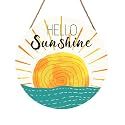 Summer Wreaths for Front Door Hello Sunshine Welcome Sign Summer Sunshine Decoration Wooden Door Hanger Sunset over Sea Farmhouse Hanging Plaque Sign for Home Porch Indoor Outdoor Outside 12”x12”