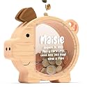 Summidate Piggy Bank for Kids,Large Wooden Pig Money Bank for Boys Girls