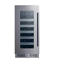 Summit 15” Wine Cellar, Built in Wine Refrigerator, 20 Bottle Capacity, Single Zone Wine Cellar, Stainless Steel & Glass- CL155WC1LHD (Left Handed Door Swing)