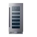 Summit 15” Wine Cellar, Built in Wine Refrigerator, 20 Bottle Capacity, Single Zone Wine Cellar, Stainless Steel & Glass- CL155WC1