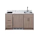 Summit All in One Kitchenette, with Induction Cooktop, Refrigerator Freezer, Sink, and Storage, Energy Star, Standalone Kitchen, Brown - CALDERADB35I