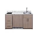 Summit All in One Kitchenette, with Induction Cooktop, Refrigerator Freezer, Sink, and Storage, Energy Star, ADA Compliant, Standalone Kitchen, Brown- CALDERADB33I