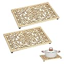 Sumnacon 2 Pack Cast Iron Trivets Rustic Heat Resistant Metal Trivets，Gold