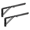 Sumnacon 2 Pcs 20 Inch Sturdy Folding Shelf Brackets - Heavy Duty Triangle Table Bench Folding Shelf Brackets, Wall Mounted Metal Folding Shelf Hinge, Black