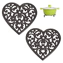 Sumnacon 2 Pcs 7.7 Inch Cast Iron Trivets Rustic Metal Hot Pot Pads,Black