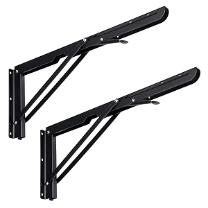 sumnacon sturdy folding shelf brackets - heavy duty metal triangle table bench 2 pcs folding shelf bracket white for wall mounted 16 inch black