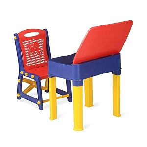 kids functional desk and chair set children study table and chair set with storage for stationary adjustable study table amp chair set for kids boys and girls 3-15 year bluered
