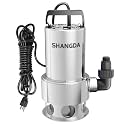 Sump Pump Submersible 1.5HP Dirty/Clean Water Transfer Pump 5000GPH Portable Electric Water Pump for Pool Draining Hot Tub Flooded Basement Ponds Garden Yard with Adapters