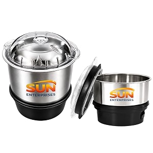 sun enterprises stainless steel combo mini 180 ml amp 250 ml grinders jars set one for mixer grinder compatibility with all mixer grinders with 2 slots of grinders jars fitting with 4 teeth coupler