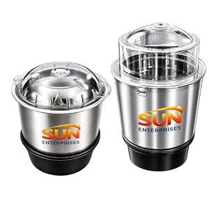 sun enterprises stainless steel combo mini 250 ml amp 500 ml grinders jars set one for mixer grinder compatibility with all mixer grinders with 2 slots of grinders jars fitting with 4 teeth coupler