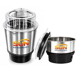 sun enterprises stainless steel combo mini 180 ml amp 500 ml grinders jars set one for mixer grinder compatibility with all mixer grinders with 2 slots of grinders jars fitting with 4 teeth coupler