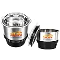 SUN ENTERPRISES Stainless Steel Combo (Mini 180 Ml &amp; 250 Ml) grinders Jars Set one for Mixer Grinder, Compatibility with all mixer grinders with 2 slots of grinders Jars fitting with 4 teeth coupler