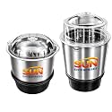 SUN ENTERPRISES Stainless Steel Combo (Mini 250 Ml &amp; 500 Ml) grinders Jars Set one for Mixer Grinder, Compatibility with all mixer grinders with 2 slots of grinders Jars fitting with 4 teeth coupler