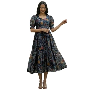 Sun Fashion And Lifestyle Chanderi Printed Dress
