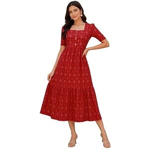 Sun Fashion And Lifestyle Chanderi Printed Dress