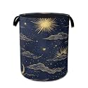 Sun Moon Laundry Basket Collapsible Laundry Hamper Clothes Storage Bin for Bathroom Bedroom Room Decor 16" X 20.8"