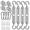 Sun Shade Sail Hardware Kit 6 Inch for Rectangle & Triangle Shade Sail Install, Stainless Steel Shade Sail Fixing Accessories for Outdoor Patio Canopy Garden, Heavy Duty Awning Attachment Set (44 Pcs)